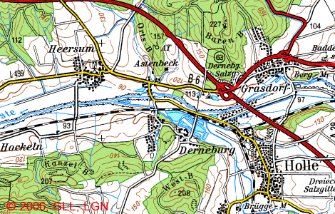 Karte der Umgebung von Derneburg © Niedersachsen-Navigator